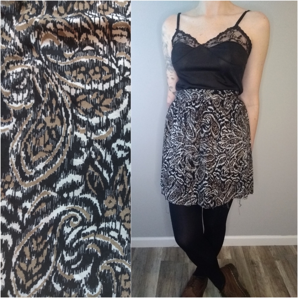Vintage 80s 90s Paisley Mini Skirt Small Medium